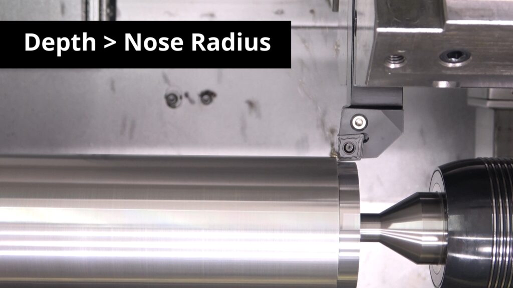 Turning Insert nose radius needs to be chosen partly based on depth of cut