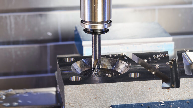 KYOCERA SGS Hi-Per Feed MS high-feed end mill machining a circular pocket